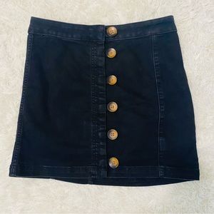 Free People Button Front mini Skirt Black Size 4 Canvas